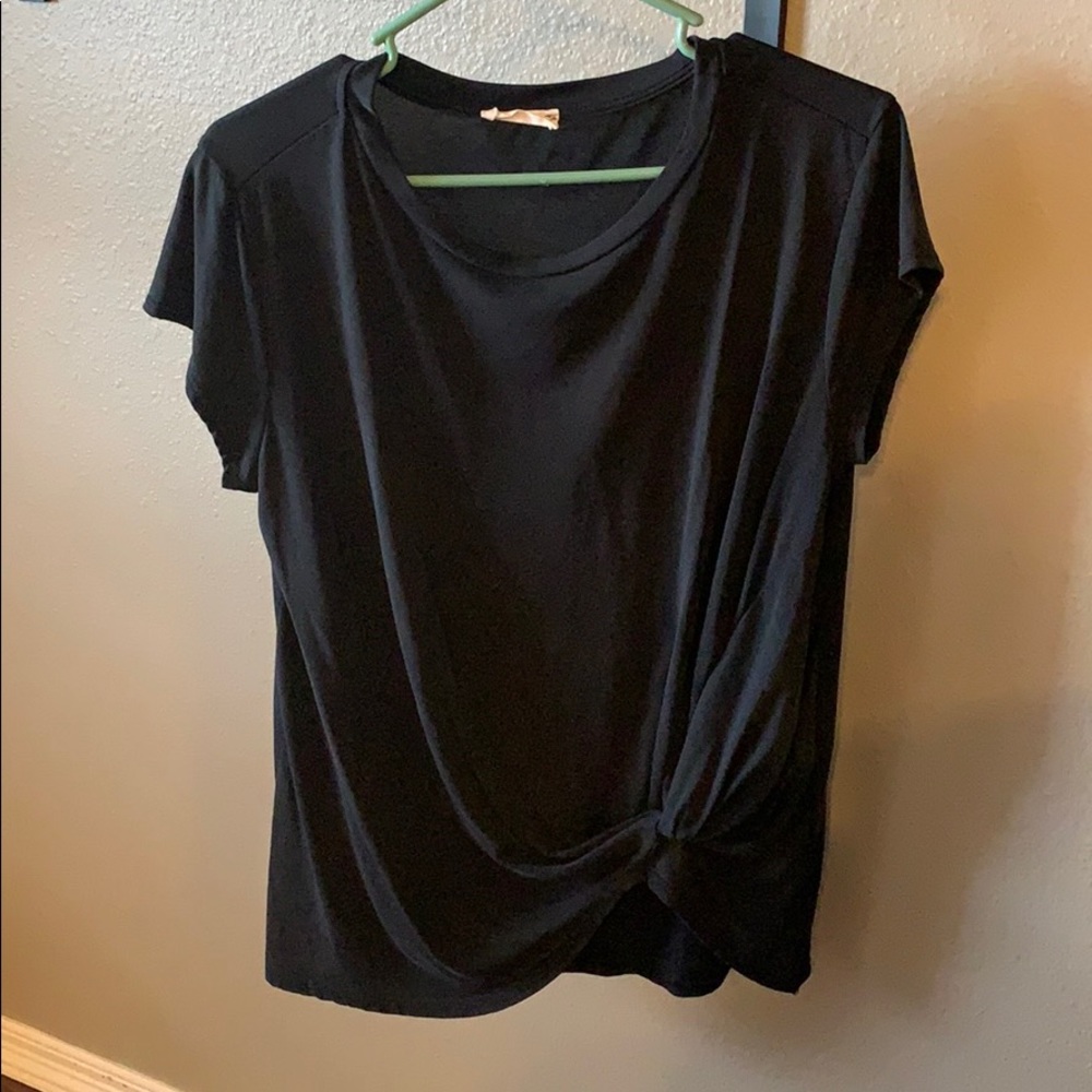 Black top with tie-up front.